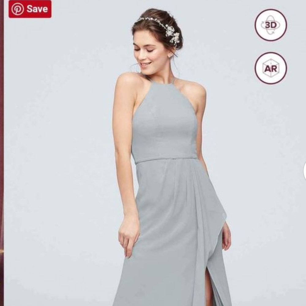 Davids bridal high neck chiffon bridesmaid dress (mercury)